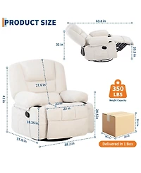 homfan Manual Swivel Recliner Chair with 360degree(s) Rocker Glider, Vibration Massage and Heat, Chenille Lounge for Living Room, Bedroom
