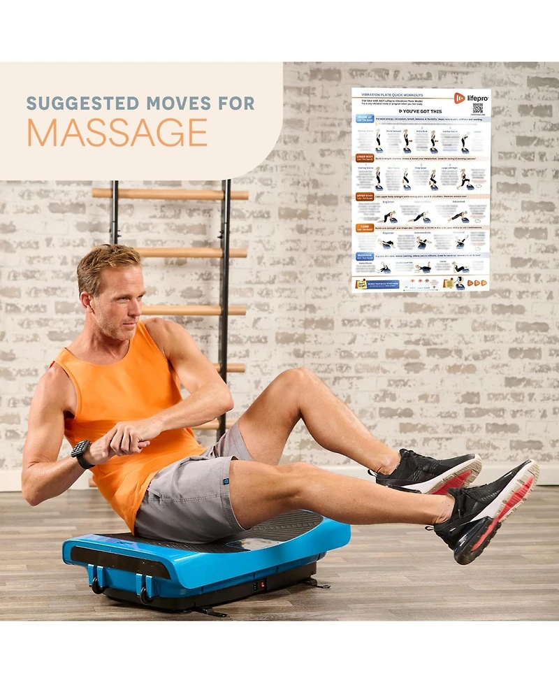 Lifepro Whole Body Vibration Plate Exercise Poster – Full-Body Workout Guide with Training Suggestions & Step-by-Step Instructions for Vibratio