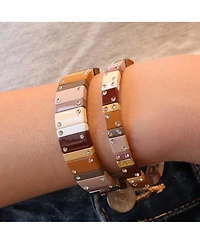The Lovery Mocha Domino Stretch Bracelet 14K Gold-Plated Over Brass 16 millimeters