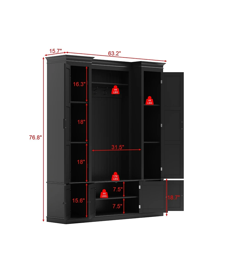 Homsee Farmhouse Entryway Wardrobe Cabinet - Storage Organizer with Wicker Doors | Large Capacity Shoe and Coat Closet for Hallway
