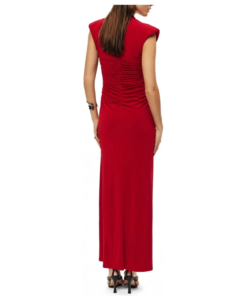 Nocturne Women's Ruched Deep V-Neck Maxi Dress