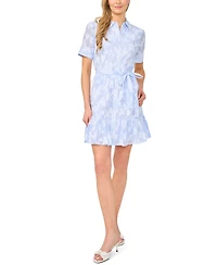 CeCe Women's Tie-Waist Mini Shirt Dress