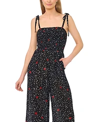 CeCe Women's Square Neck Smocked Bodice Jumpsuit