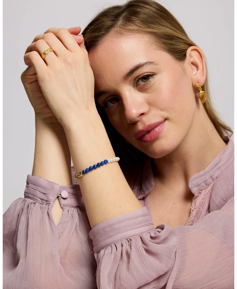 Ottoman Hands Waterproof Lapis and Jade Beaded Bracelet