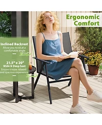 Sugift Set of 2 Mesh Fabric Patio Lounge Chairs with Metal Frame and Wide Seat