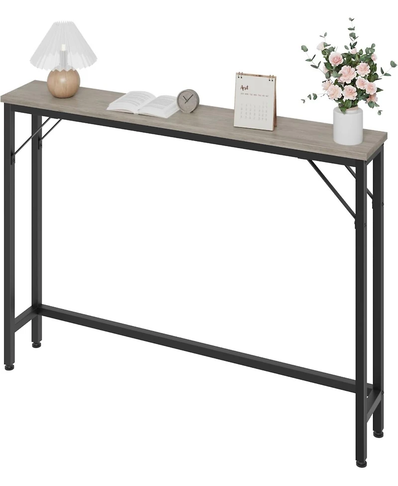 homfan 5.9" Narrow Sofa Table, Skinny Console Table with Storage, Slim Behind Couch Table for Living Room Entryway