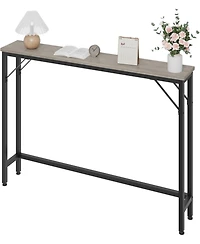 homfan 5.9" Narrow Sofa Table, Skinny Console Table with Storage, Slim Behind Couch Table for Living Room Entryway