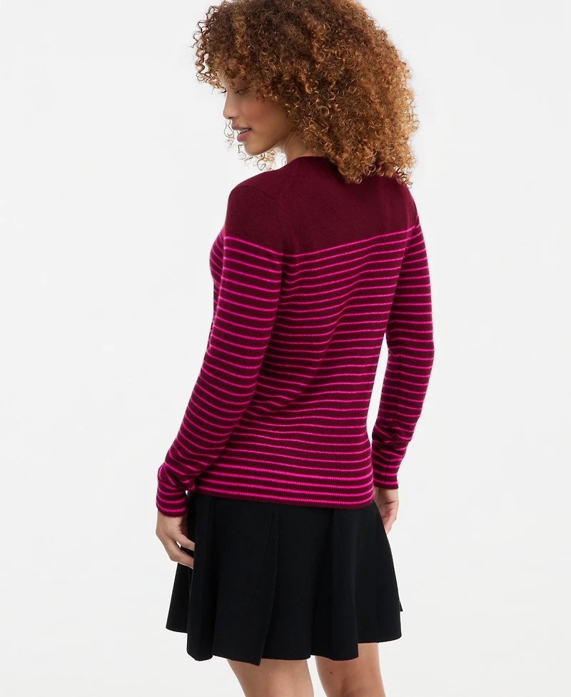 Charter Club Petite Breton-Stripe Cashmere Crewneck Sweater, Macy's Exclusive