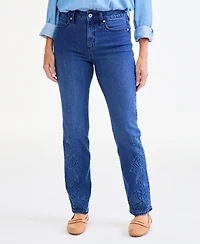 Style & Co Women's Embroidered-Hem Straight-Leg Jeans, Macy's Exclusive