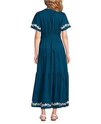 Lands' End Women's Cotton Voile Button Front Maxi Dress