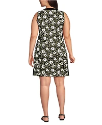 Lands' End Plus Cotton Jersey Notch Neck Dress
