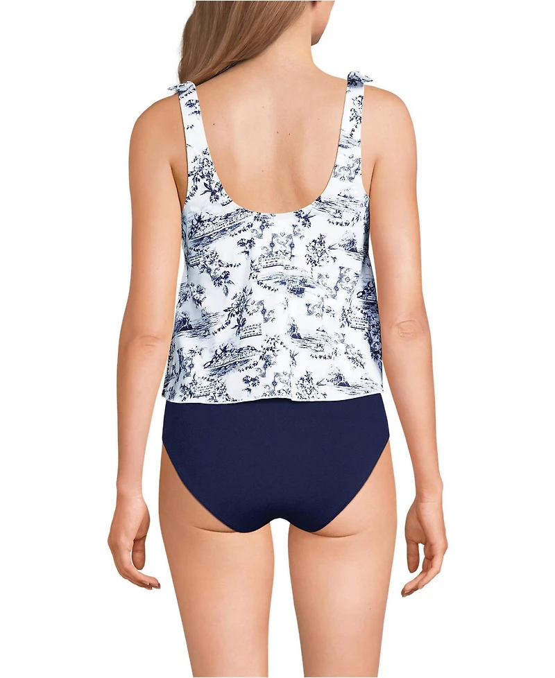 Lands' End Women's D-Cup Tie Shoulder Flutter Tankini Top