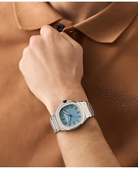 Aston Martin F1 Men's Quartz Light Blue Guilloche Stainless Steel Bracelet Watch 40mm