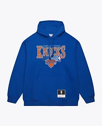 Mitchell Ness Men's Blue New York Knicks Team Name Stack Logo Hoodie