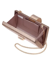 Nina Embossed Woven Turnlock Minaudiere Small Handbag
