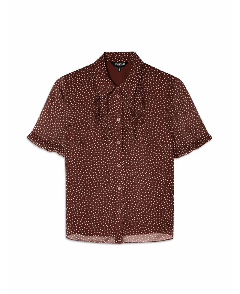 Whistles Women's Polka Dot Sheer Sleeve Shirt