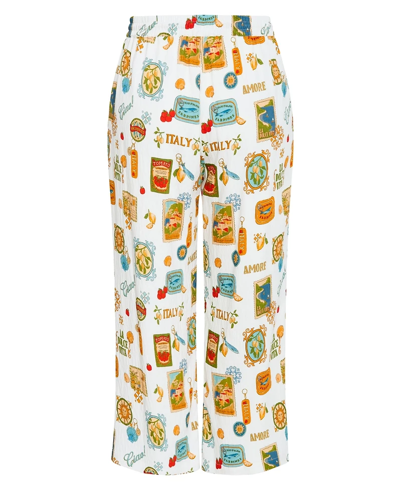 City Chic Plus Amore Print Wide Leg Pant