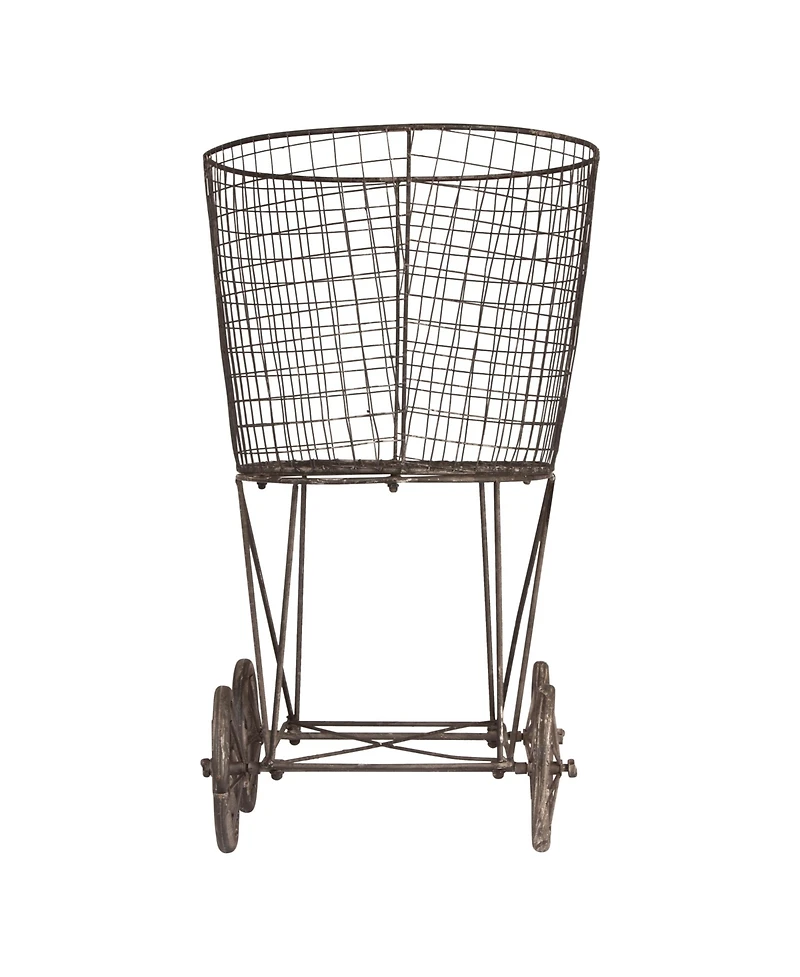 Storied Home Metal Rolling Laundry Cart with Rack
