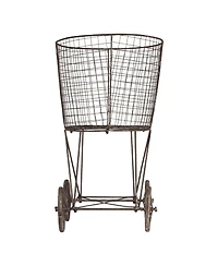 Storied Home Metal Rolling Laundry Cart with Rack
