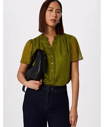 Whistles Women's Dragonfly Short Sleeve Blouse