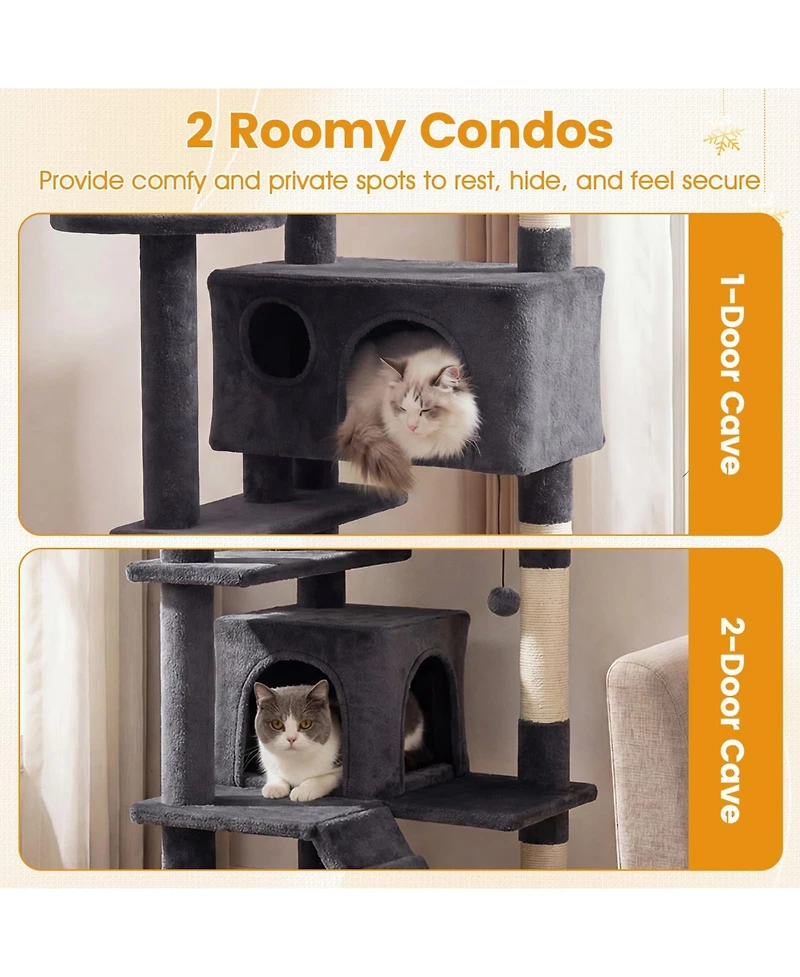 Cozito 52 in Tall Cat Tree Tower for Indoor Cats with Perches and Caves