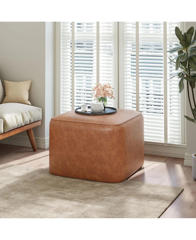 Streamdale Furniture Upholstered Square Pu Leather Ottoman