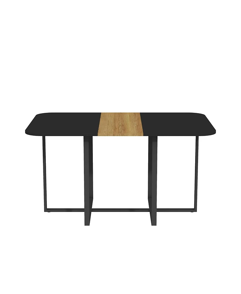 Streamdale Furniture 7 Piece Modern Dining Set and Wood Table with 6 Faux Leather Chairs