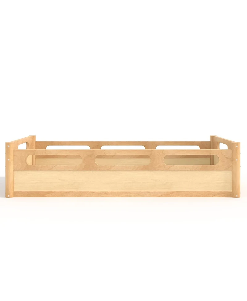 Streamdale Furniture Floor Platform Bed with Guardrails, Low Profile, No Box Spring Needed