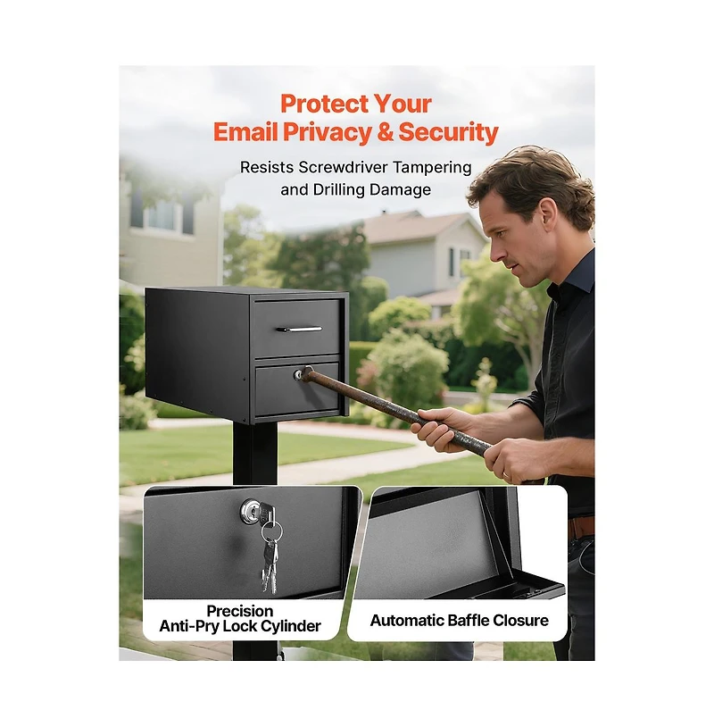 Sugift Post Mount Mailbox Anti-Pry and Anti-Theft Mailboxes for Outside Heavy Duty Lockable Mail
