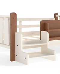 Streamdale Furniture Full Size Floor Bed with Storage Bookcases, Stairs, and Guardrails