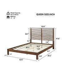 Streamdale Furniture Premium Solid Wood Queen Platform Bed Frame