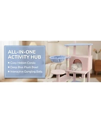 Streamdale Furniture flower cat tree with large condo removable flower cushion and hammock