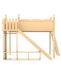 Streamdale Furniture Solid Wood Loft Bed with Storage, Wardrobe, and Slide