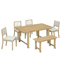Streamdale Furniture 6 Piece Farmhouse Dining Set with Solid Wood Frame