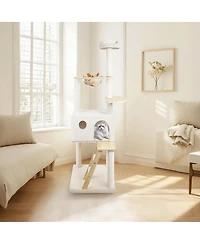 Streamdale Furniture wood cat tree with large condo wood ladder and transparent spacecraft 165cm