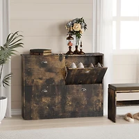 sumyeg Storage Cabinet with Anti-Tipping Device Flip-Top Shoe Cabinet with Adjustable Layer