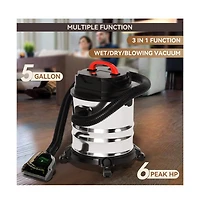 Topteng 1800W Wet Dry Vacuum with Blower – 4.8 Gal Stainless Steel Tank & 18KPA Suction