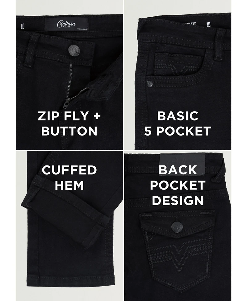 Cultura Big Boys 8-18 Slim Fit Saddle Stitch Flap Pocket Color Western Jeans