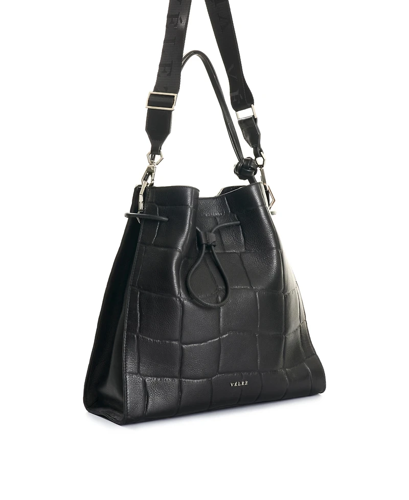 Velez Embossed Leather Tote Bag