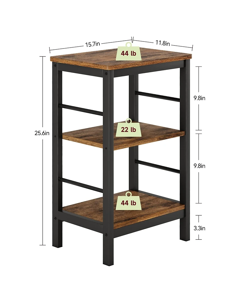 homfan Set of 2 Space-Saving 3-Tier Narrow End Table with Storage Shelf - Modern Sturdy Side Table for Living Room, Bedroom, Hallway