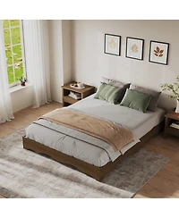 homfan Minimalist Wave Edge Wood Platform Bed Frame – Sturdy and Noise-Free, Easy Assembly, No Box Spring