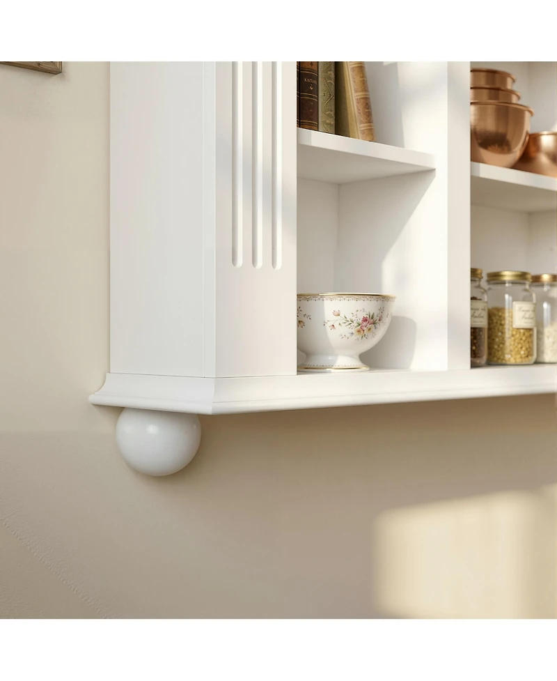 Homsee Wall Mounted Wine Glass Holder - 12-Tier Cup Display Rack for Kitchen, Bar, or Living Room | Rustic Organizer Shelf