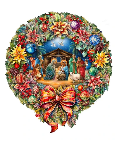 Designocracy Nativity Wreath Holiday Door Decor