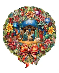 Designocracy Nativity Wreath Holiday Door Decor