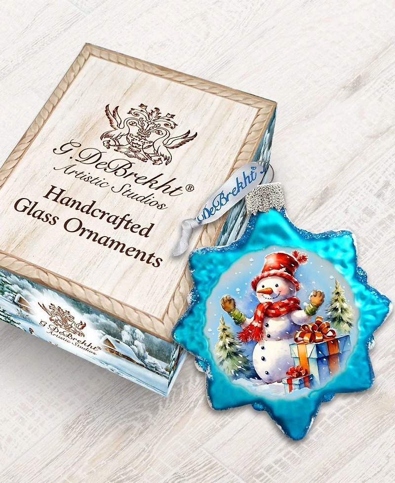 Designocracy Snowman Gift Keepsake Holiday Mercury Glass Ornaments G. DeBrekht