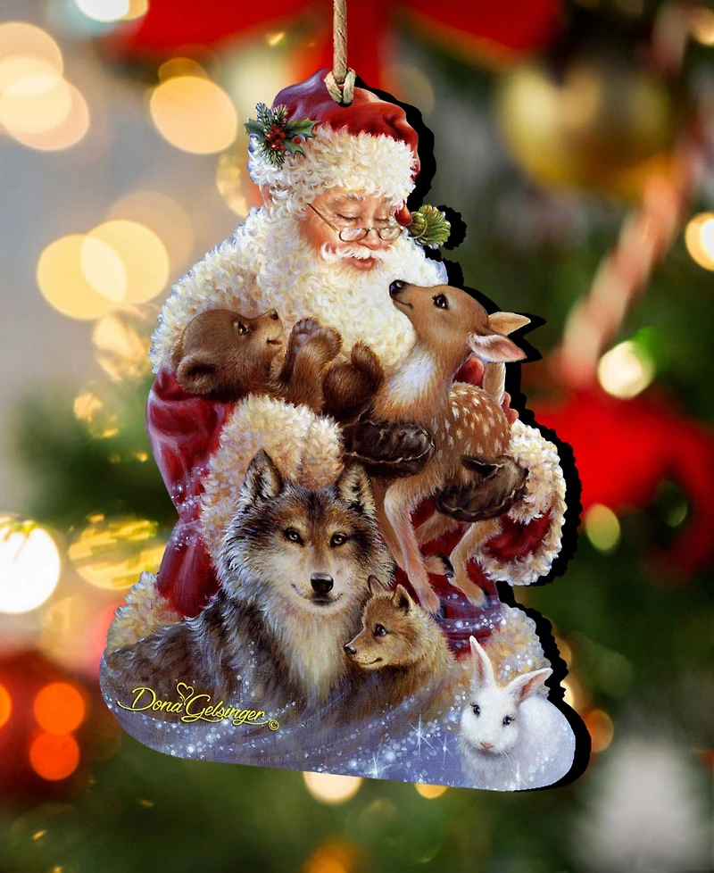 Designocracy Santa Little Friends Wooden Ornament