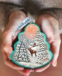 G.DeBrekht Winter Village with Moose Tree Holiday Ornament