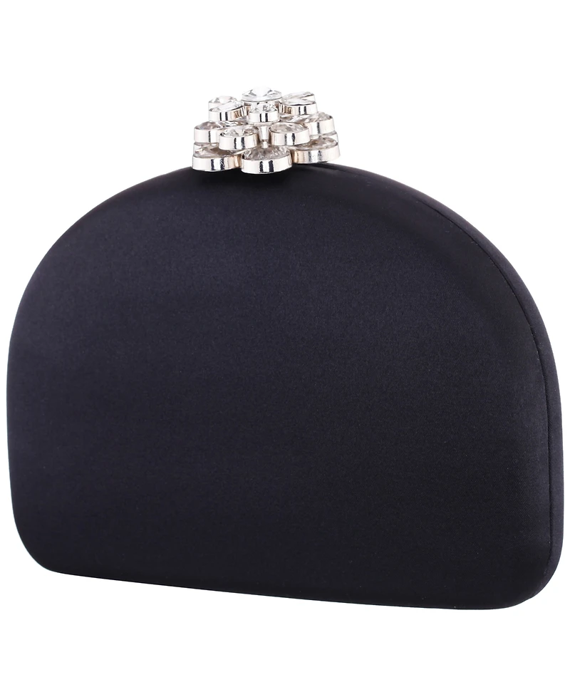 Nina Crystal Flower Clasp Minaudiere Mini Handbag