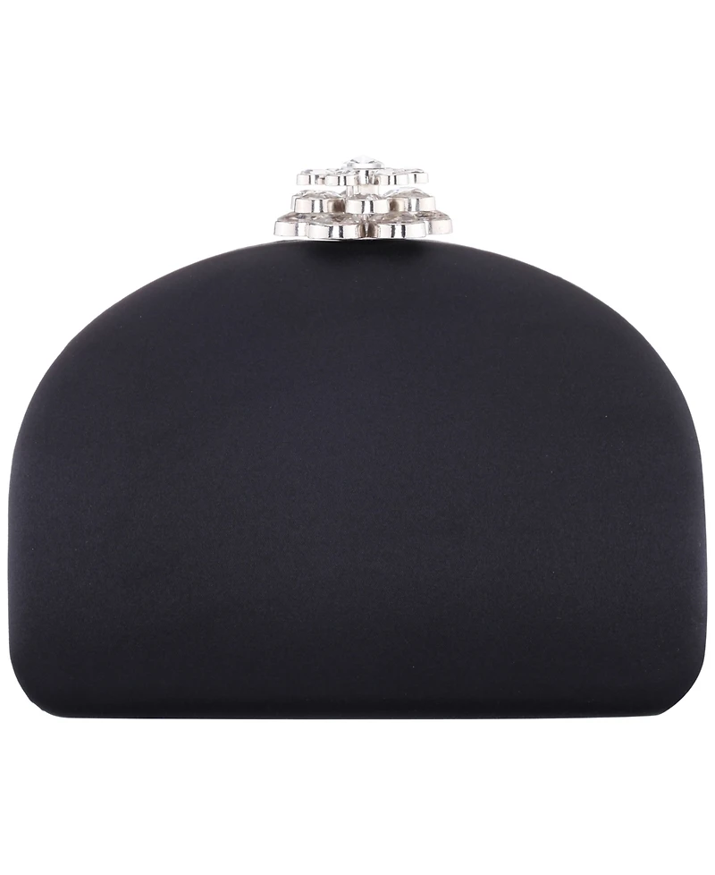 Nina Crystal Flower Clasp Minaudiere Mini Handbag