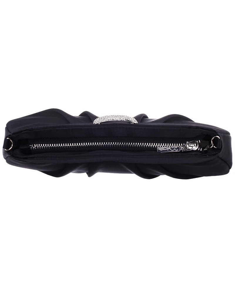 Nina Crystal Buckle Ornament Top Zipper Small Clutch Handbag
